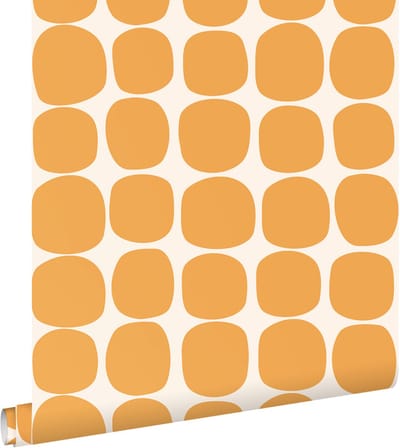 ESTAhome behang grafisch motief oranje en wit - 50 x 900 cm - 131980