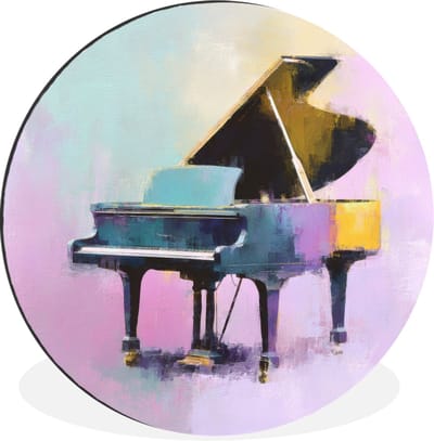 WallCircle - Wandcirkel - Muurcirkel - Piano - Pastel - Elegant - Dromerig - Aluminium - Dibond - 30x30 cm - Binnen en Buiten