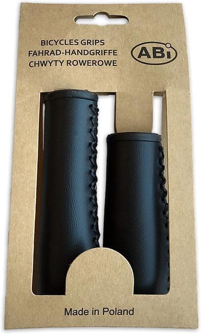 Prachtige fiets handvatten zwart imitatieleer 95mm en 125mm, business and cool