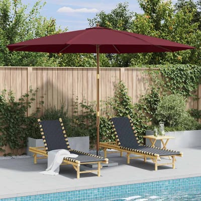 vidaXL - Parasol - met - houten - paal - 350 - cm - bordeauxrood