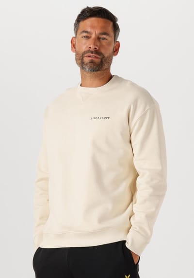 Lyle & Scott Script Brush Back Crew Neck Sweatshirt Truien & Vesten Heren - Sweater - Hoodie - Vest- Ecru - Maat XXL
