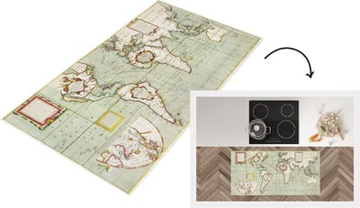 Keukenloper - Loper keuken - Wereldkaart - Vintage - Antiek - 120x60 cm - Keukenloper vinyl