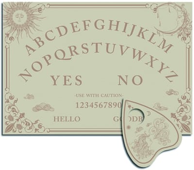 ONF3 - Houten Ouijabord - Pendelbord voor Waarzeggerij - Met Planchette - Geestenjacht en Wicca Decoratie - 30 x 21 cm