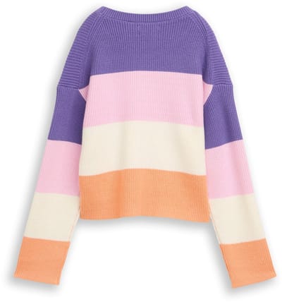 Tom Tailor - Cropped gebreide trui met colour blocking - Maat 140 - big multicolor stripe