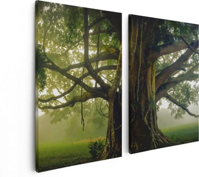 Artaza Canvas Schilderij Tweeluik Grote Levensboom Met Veel Takken - 80x60 - Foto Op Canvas - Canvas Print