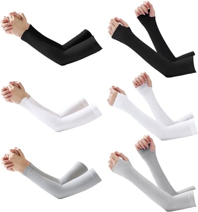 Zomerse UV-bescherming met 6 paar Ice Silk Armbeschermers voor Fietsen en Wandelen - Zwart, Maat S