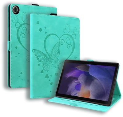 Luxe Bescherm-Etui Hoes Map geschikt voor Samsung Samsung Galaxy Tab A9 PLUS - 11" - Hart en Vlinder - Mint Groen