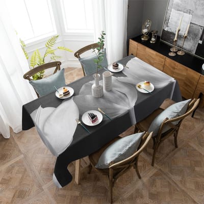 Tulp Bloem Zwart-Wit Tafelkleed Vakantie Decor Waterdichte Rechthoekige Tafelkleden Bruiloft Decor Tafelkleed 4pcs 33x48 Table mat gray