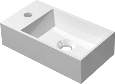INK Contra - Fontein- toiletfontein - 40 x 22 x 12cm - wasbak links- 1 kraangat - polystone wit glans