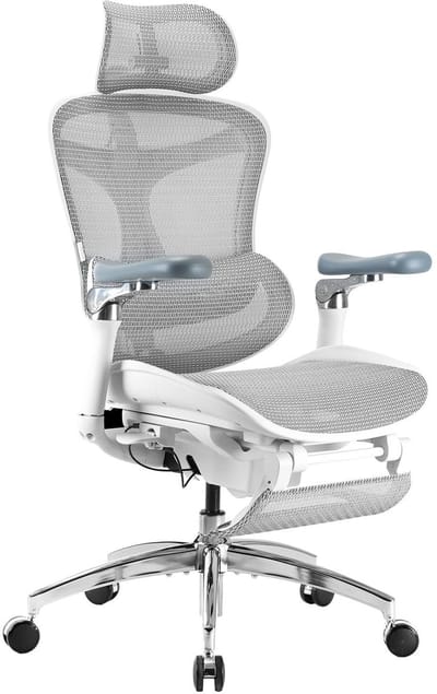 SIHOO DORO C300 PRO Ergonomische Bureaustoel - Met voetsteun - Mesh met Hoge Rugleuning - 6D-armleuningen - Wit