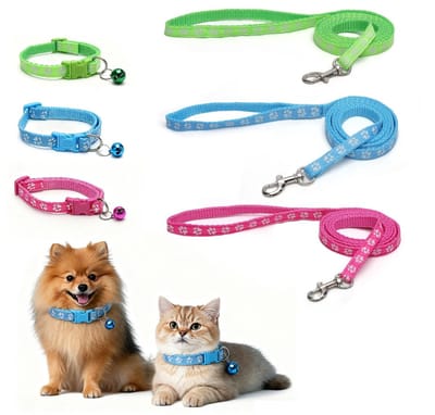 Dailygoods - Hondenriem voor kleine honden, lichte puppyaccessoires, puppyhalsband, hondenhalsband met halsband, hondenhalsband met riem, set, verstelbaar, 120 cm, voor puppy's en kleine honden