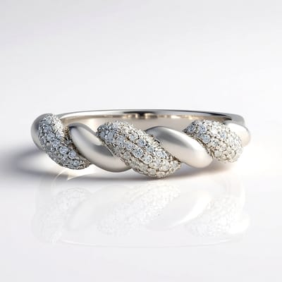 Cavill - Zilveren ring dames 925 Sterling zilver platinage - Cambodja zirkonen 0,69 ct - Gevlochten modern ontwerp elegant comfortabel