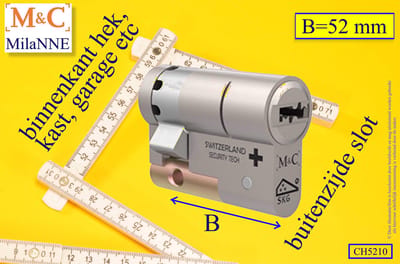 M&C Condor 1x HALVE high security deurcilinder 52 mm - SKG***  -  Politiekeurmerk Veilig Wonen  -  inclusief gereedschap montageset en hangslot kaars