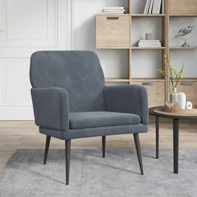 vidaXL - Fauteuil - 62x79x79 - cm - fluweel - donkergrijs
