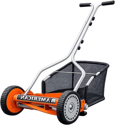Handmatige Grasmaaier - Duwmaaier Spiraalmaaier - Gazon Onderhouden - 4 Messen Met Bak - 9 kg - Oranje