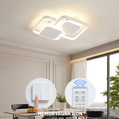 ANTENLICHT - LED Plafondlamp Wit - Plafonniere - Modern - Binnenverlichting - Dimbaar 3 staps - Hal slaapkamer lamp - 3000K-6500K - 3.300LM - 32W - Met Afstandsbediening