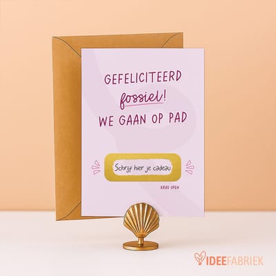 Ideefabriek - Kraskaart - Verjaardagskaart Grappig - Voor Volwassenen - Wenskaarten - Tegoedbon - Waardebon - Verjaardag Cadeau - Gefeliciteerd Fossiel - A6 - 3 stuks met enveloppen