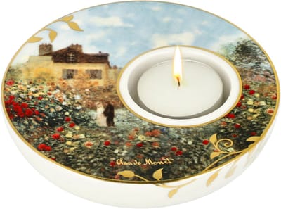 Goebel - Claude Monet | Windlicht / Theelicht Het kunstenaarshuis | Porselein - 12cm - waxinelicht houder - met echt goud