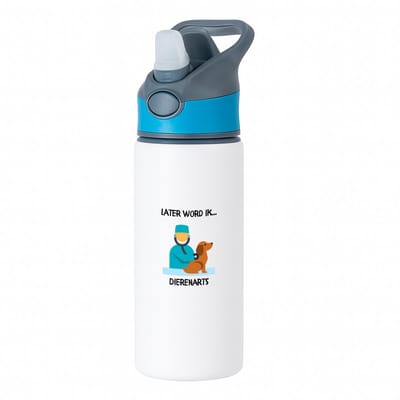 Hacebo® - Later word ik dierenarts waterfles met rietje blauw - Arts - Dierenartsen - Dieren - dierenverzorger - veterinair - water fles - 650ML