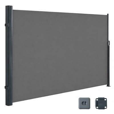 ACAZA Windscherm - Tuinscherm - 400 x 180 cm (L x H) - ALUMINIUM - Donkergrijs - Windscherm uittrekbaar - Tuinafscheiding - Tuinscherm uittrekbaar - Tuinschermen - Privacyscherm - Tuinafsluiting - Windscherm terras - Zonnescherm Balkon