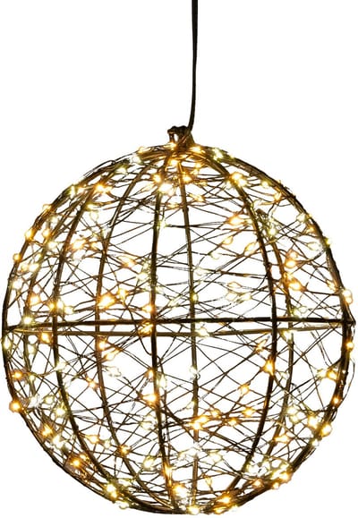 Anna's Collection Verlichte kerstbal - 3D - D18 cm - 200 led lampjes - warm wit - metaal - decoratie bol - kerstverlichting figuren