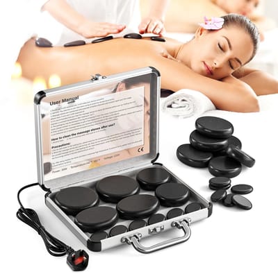 HOB Hot stone Massagestenen Set - Verwarmende Box - 12 Stuks - Hotstone Massageset - Hot Stone Verwarmer - Elektrische Set