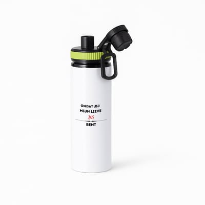 Hacebo® - omdat jij mijn lieve zus bent waterfles met draaidop groen - Zus - de liefste zus - verjaardag - cadeautje voor zus - kado - geschenk - water fles - 850ML