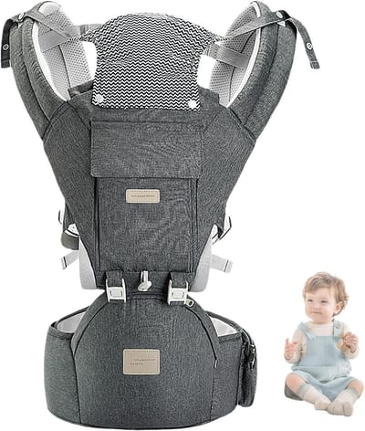Ergonomische Draagzak voor Pasgeborenen van Geboorte tot 36 Maanden, Ademend en Comfortabel voor Wandelen en Reizen, Geschikt voor Elk Seizoen