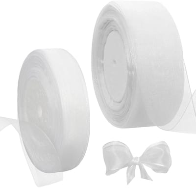 Dailygoods- Organzalint Wit - 2 Rollen - 45m - Cadeaulint - Decoratief Lint - Glinsterend - Hoogwaardig Polyester