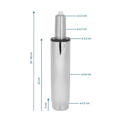 Gasveer / Gasdrukveer L - chroom, 29-40 cm hjh OFFICE