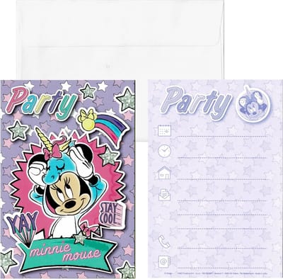 Disney Uitnodiging Met Envelop Minnie Mouse 14,5 Cm 5 Stuks