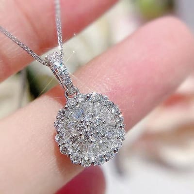 Huitan Exquisite Dames CZ Hanger Ketting Romantische Bloemvormige Bruids Bruiloft Accessoires Hoge Kwaliteit Kleur Sieraden gray
