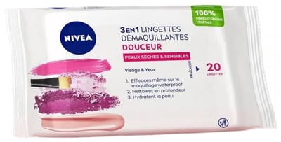 Nivea Verzachtende Reinigingsdoekjes 3in1 Droge & Gevoelige Huid 20 Doekjes