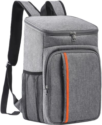 23L geïsoleerde koeltasrugzak, picknicktas, draagbare geïsoleerde koeltas voor mannen en vrouwen, ideaal voor lunch, strand, kamperen, barbecue, werk, school en picknicks,Grijs