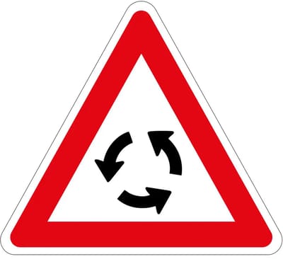 Pas op rotonde bord - J9 | gecoat dibond materiaal | 15 cm