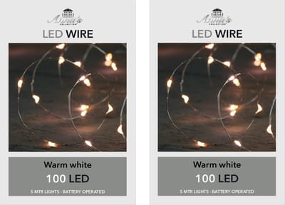 Anna's Collection Draadverlichting - 6x - lichtsnoer - 100 led lampjes - warm wit - 500 cm - batterij