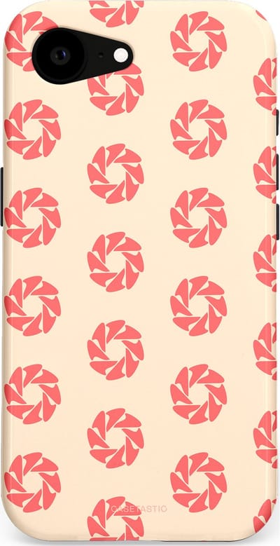 Casetastic hoesje geschikt voor Apple iPhone 16e / Apple iPhone 17e - MagSafe - Dubbellaagse bescherming - Peach Bloem Cirkels - Fashion Case - Crème Koraal Perzik