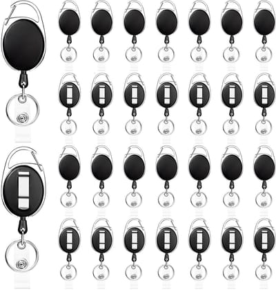 Dailygoods - Uittrekbare Sleutelhangers 30 Stuks - Karabijnhaak en Badge-Clips