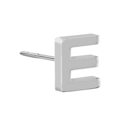 New Bling 9NB-908E - Zilveren oorsteker Letter E – Rhodium Plated – 4 mm – Per Stuk