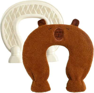 U-vormige warmwaterkruik 1 liter met zachte overtrek, lekvrij, wasbaar, ideaal als cadeau voor moeder en vader, perfect voor koude dagen