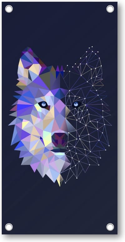 Abstracte Wolf - Tuinposter 100x200 - Wanddecoratie - Minimalist - Dieren