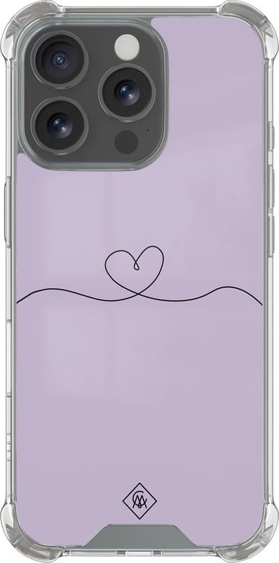 Casimoda® hoesje - Geschikt voor iPhone 16 Pro Max - Hart Lila - Shockproof case - Extra sterk - Siliconen/TPU - Paars, Transparant