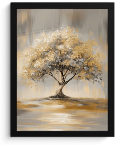 Poster in lijst - Fotolijst 30x40 cm - Posters - Schilderij - Boom - Abstract - Bladeren - Posterlijst zwart - Decoratie - Wanddecoratie woonkamer - Muurdecoratie slaapkamer