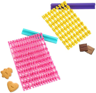 Set van 2 alfabet- en cijferuitstekers — Koekstempels met letters — Bakstempels voor taarten, koekjes en fondant