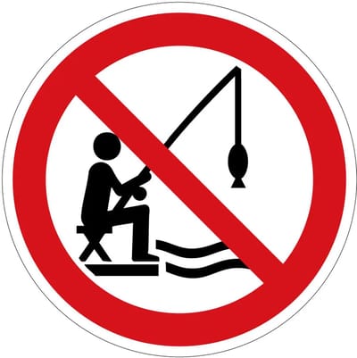 Niet vissen verbodsbord | gecoat dibond materiaal | 10 cm