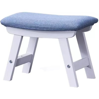 Repose-pieds en bois avec coussin en éponge, tabouret escabeau, décoration d'intérieur, blanc et bleu