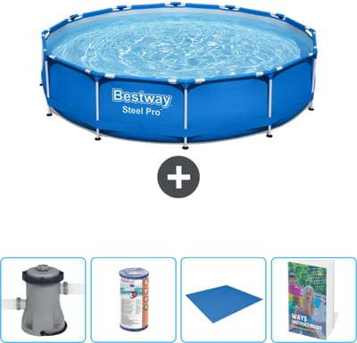 Bestway Rond Steel Pro Zwembad - 366 x 76 cm - Blauw - Inclusief Pomp Filter - Grondzeil - Zwembadgids