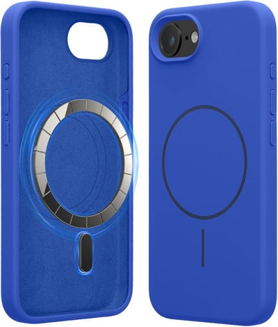 kwmobile Telefoonhoesje voor Apple iPhone 17e / iPhone 16e - Hoes met siliconen randen en magnetische achterkant compatibel met MagSafe, in Baltisch blauw