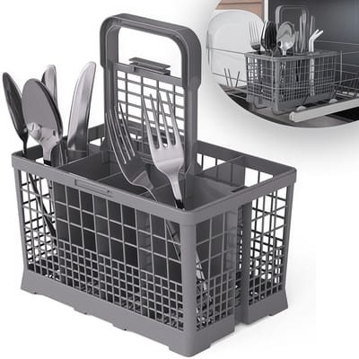 Bestekmand Vaatwasser Universeel - Vaatwasmachine - Bestekmand vaatwasser - Bestekbak vaatwasser - Afwasmachine - Cutlery Basket - Removable Basket - Plastic Basket - Compatible with Various Brands - With Removable Handle -For Many Dishwashers -Grijs