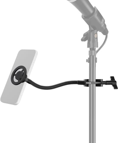 Magnetische Telefoonhouder voor Microfoonstand met Flexibele Slang, Verstelbare Bevestiging voor Boomarm, Geschikt voor iPhone, Android en Samsung, Ideaal voor Muziek en Gitaren